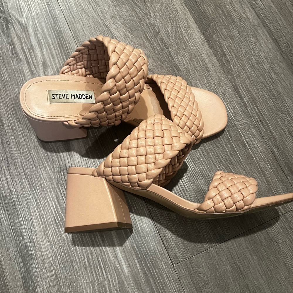 Steve Madden Braided Nude Block Heel Sandals